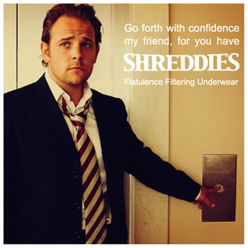 shreddies farting underwear stock model