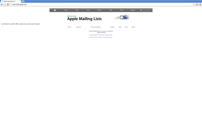 lists.apple.com mailman 26 october 2012 screengrab