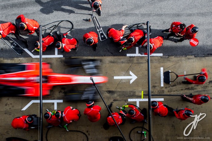 f1 pit stop from above